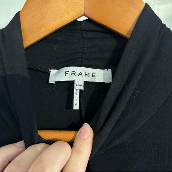 FRAME Felicity Black Ruched Jersey Keyhole Top - Picture 4 of 9